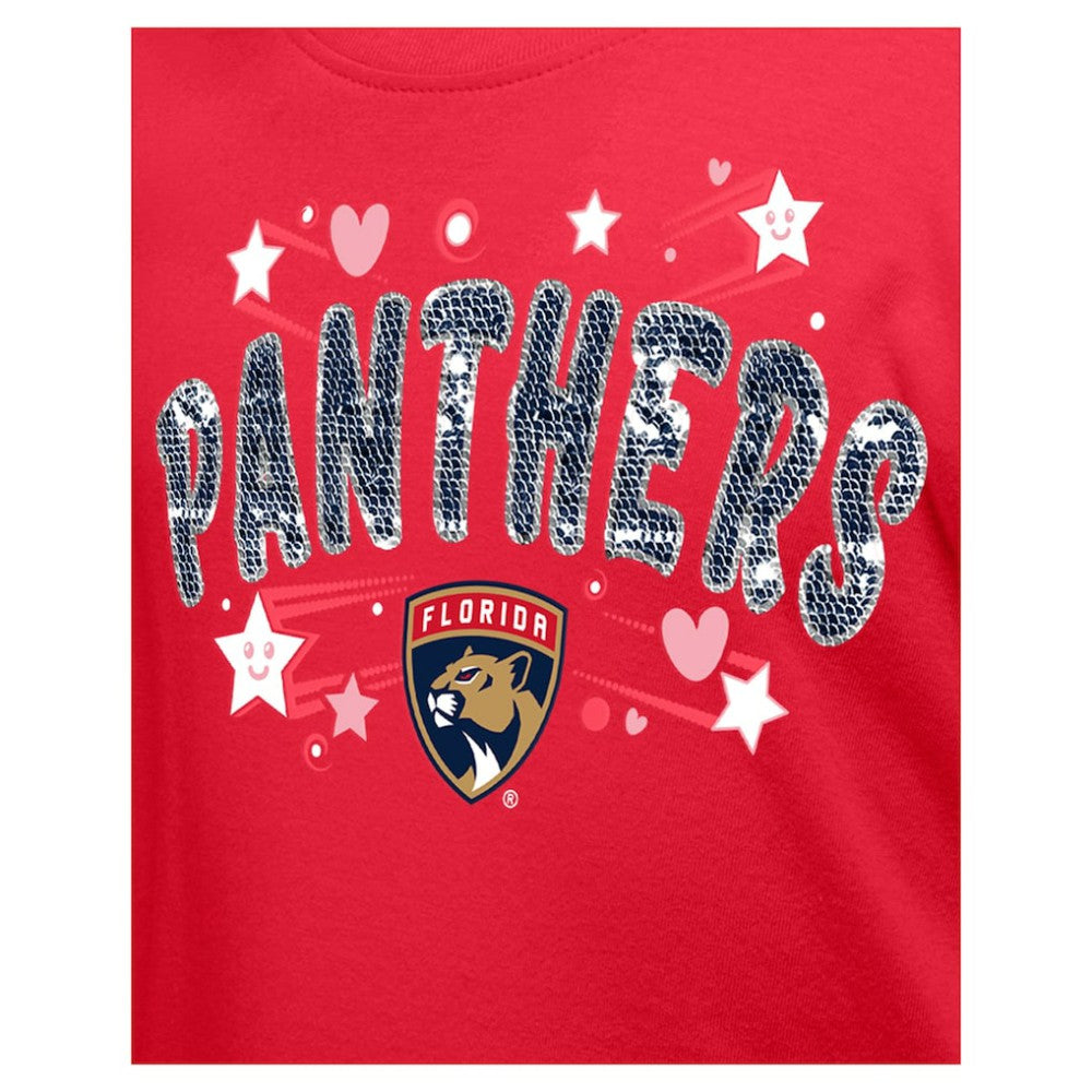 Florida Panthers New Era Girl's Youth Flip Sequin T-Shirt Red