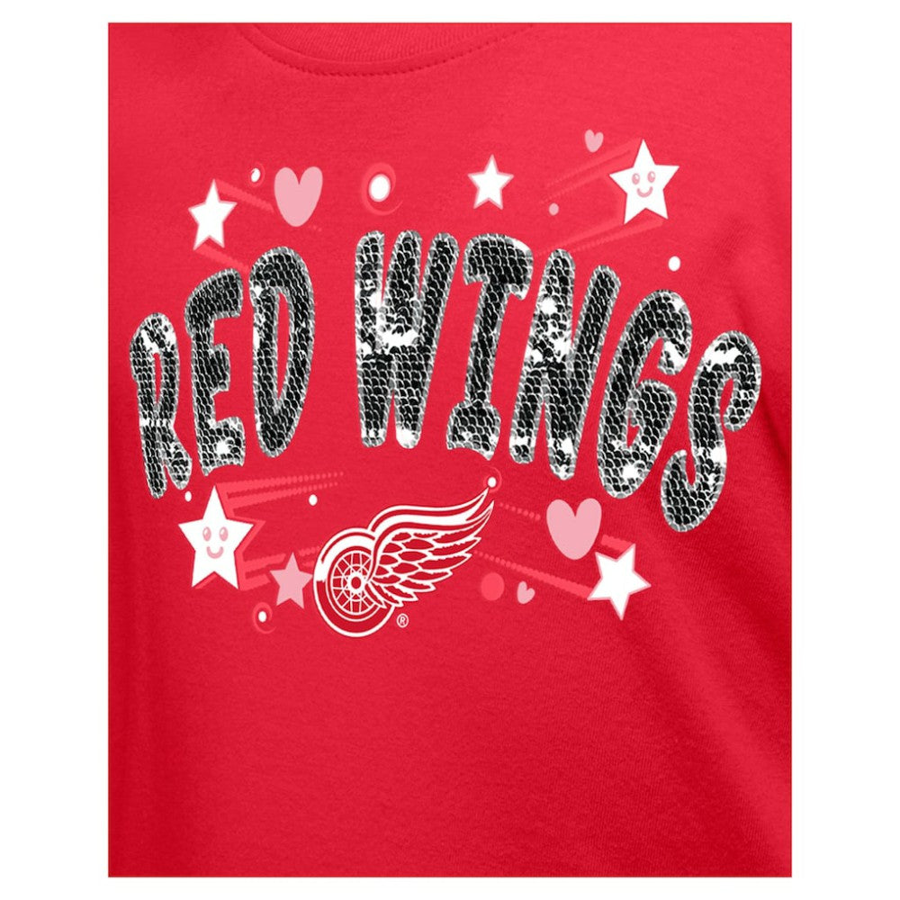 Detroit Red Wings New Era Girl's Youth Flip Sequin T-Shirt Red