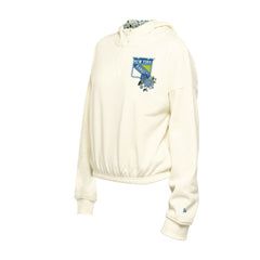 New York Rangers New Era Women's Glam Game Quarter-Zip Cropped Floral Hoodie Pullover Cream