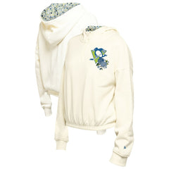 Pittsburgh Penguins New Era Women's Glam Game Quarter-Zip Cropped Floral Hoodie Pullover Cream