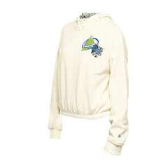 Colorado Avalanche New Era Women's Glam Game Quarter-Zip Cropped Floral Hoodie Pullover Cream