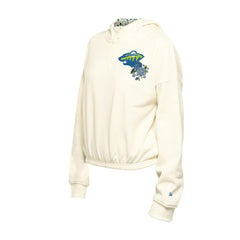 Minnesota Wild New Era Women's Glam Game Quarter-Zip Cropped Floral Hoodie Pullover Cream
