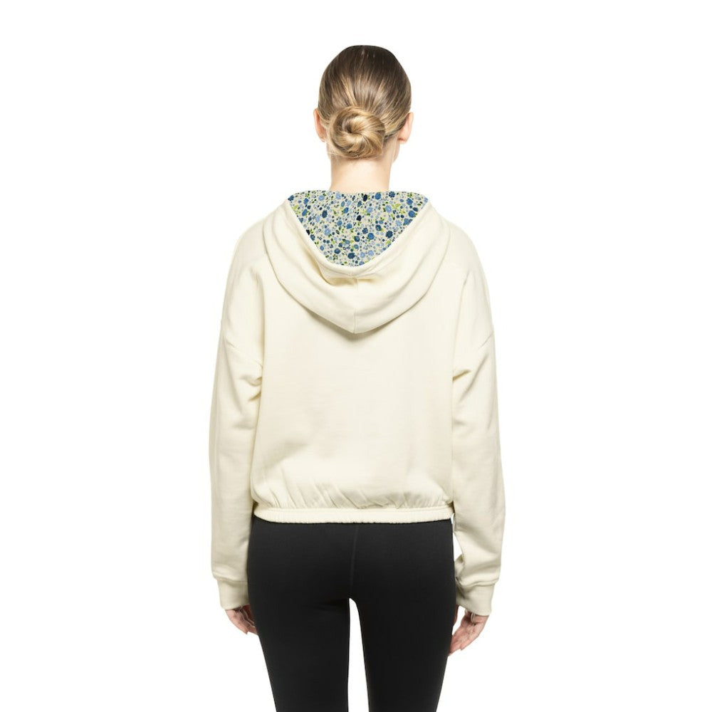 Minnesota Wild New Era Women's Glam Game Quarter-Zip Cropped Floral Hoodie Pullover Cream