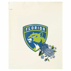 Florida Panthers New Era Women's Glam Game Quarter-Zip Cropped Floral Hoodie Pullover Cream
