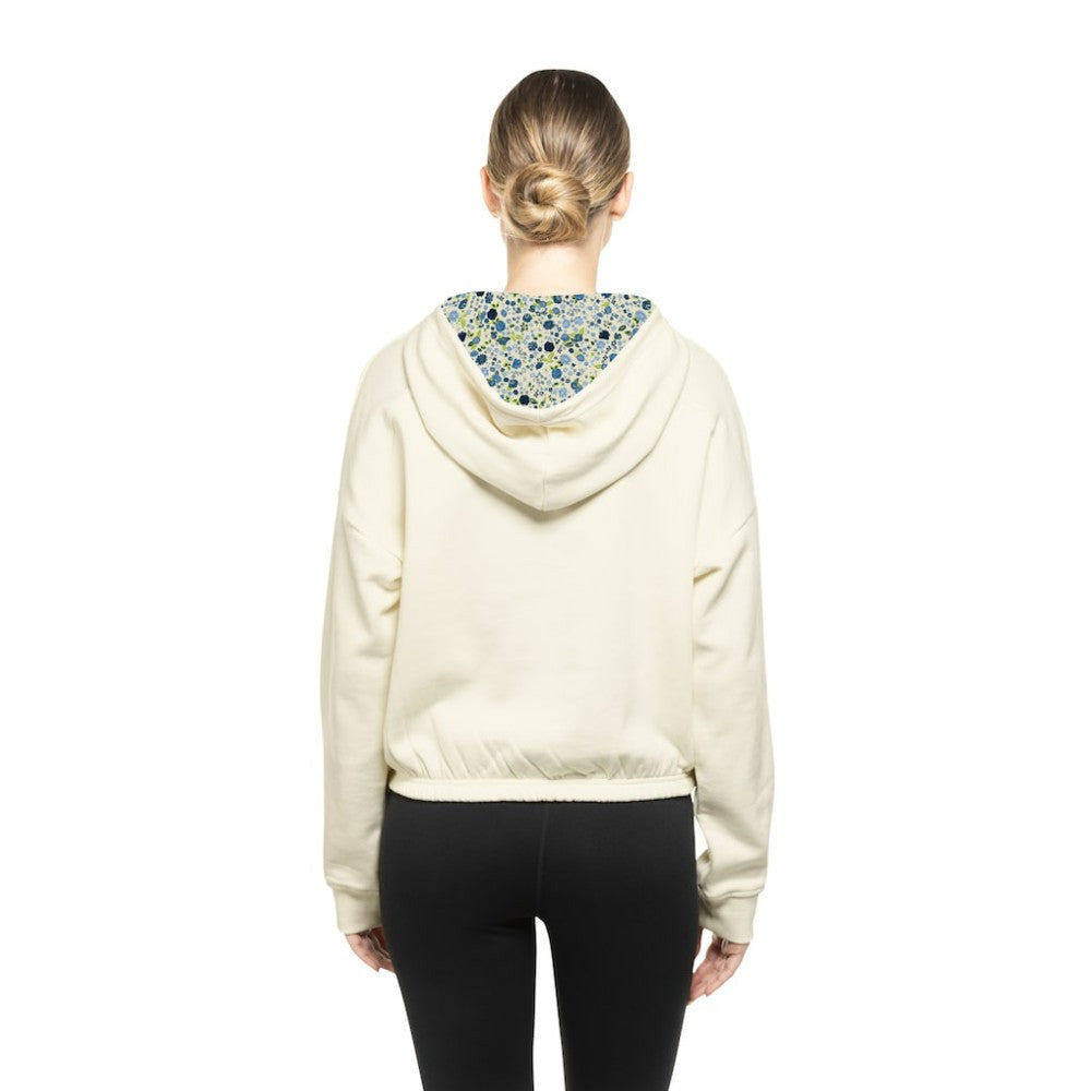 Florida Panthers New Era Women's Glam Game Quarter-Zip Cropped Floral Hoodie Pullover Cream