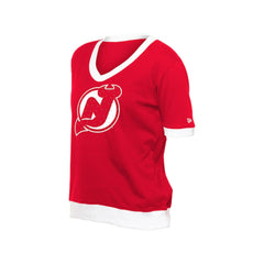 New Jersey Devils New Era Women's Game Day Rhinestuds T-Shirt Red