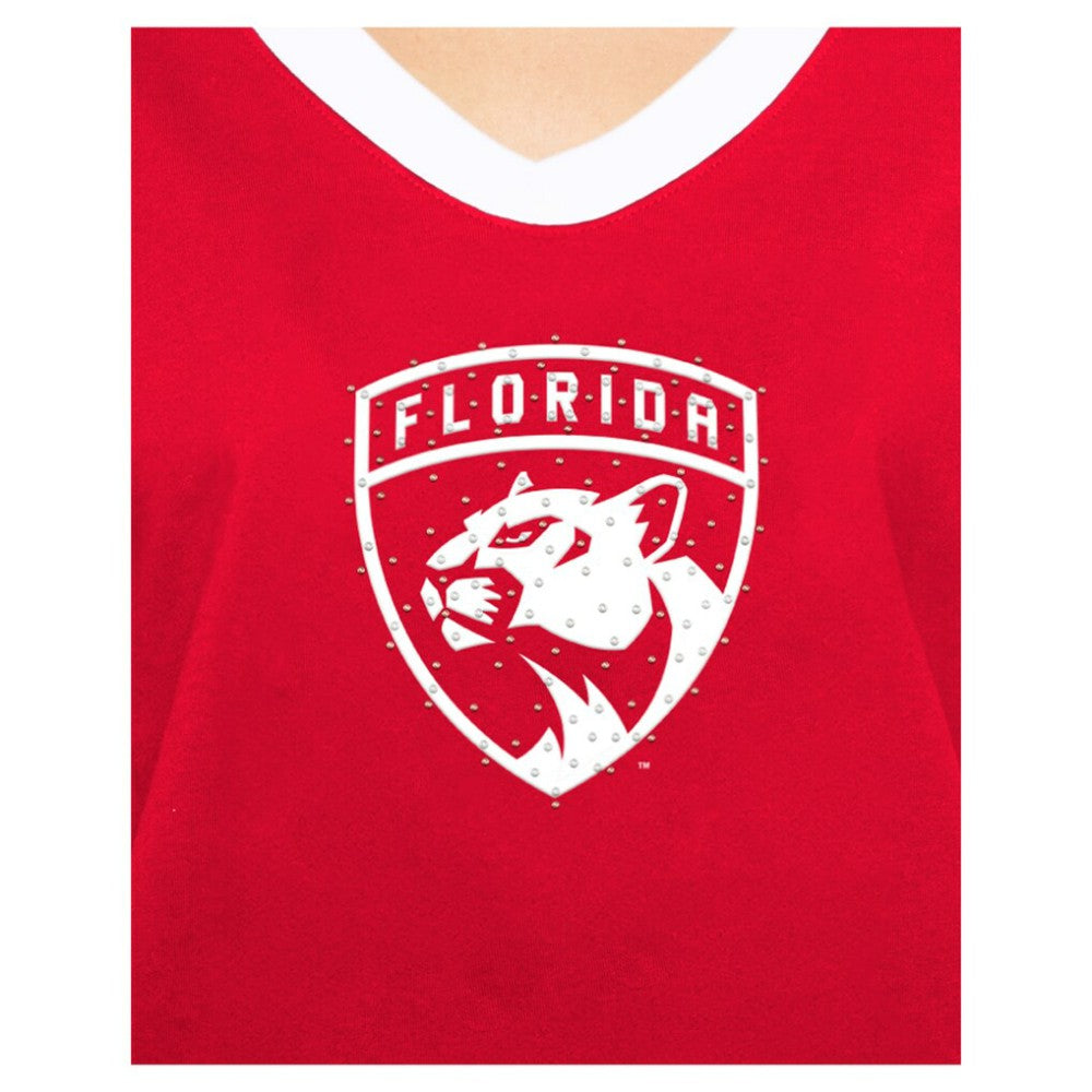 Florida Panthers New Era Women's Game Day Rhinestuds T-Shirt Red