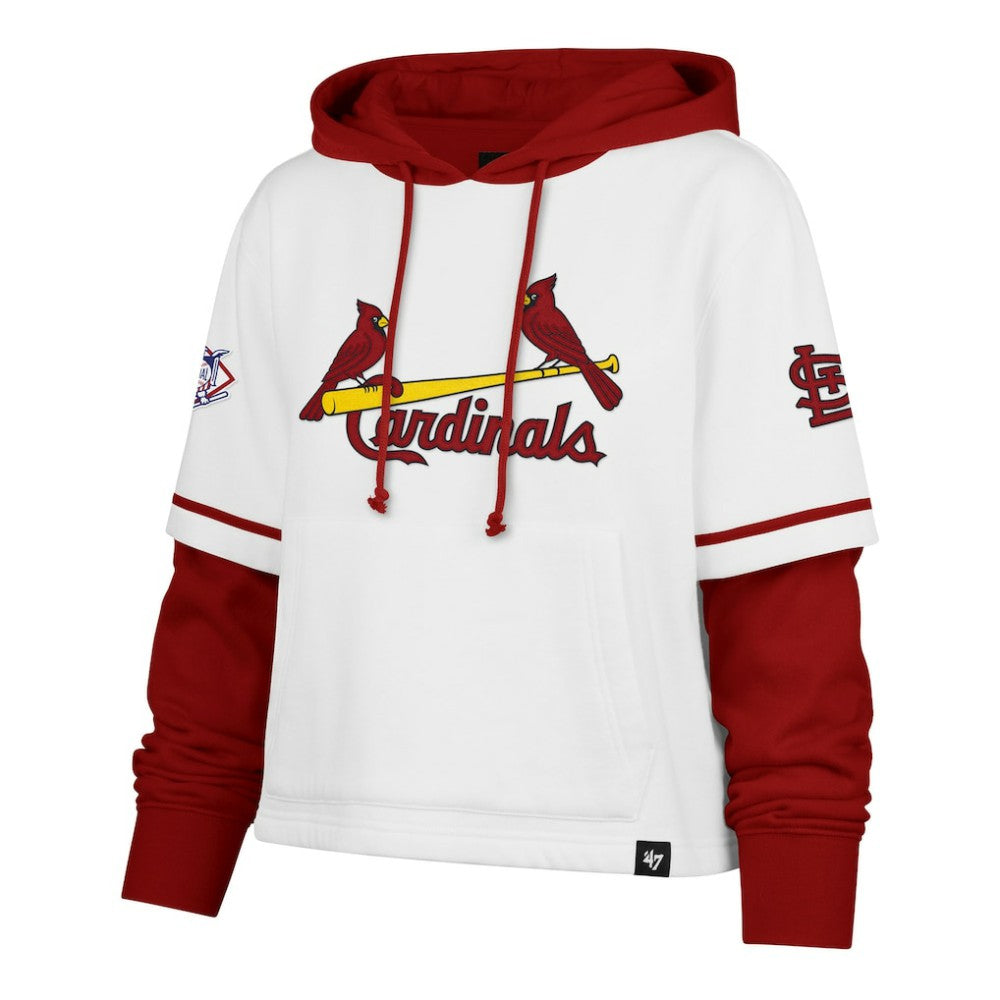 St. Louis Cardinals Women's Trifecta Shortstop Cropped Pullover Hoodie White | 47 brand