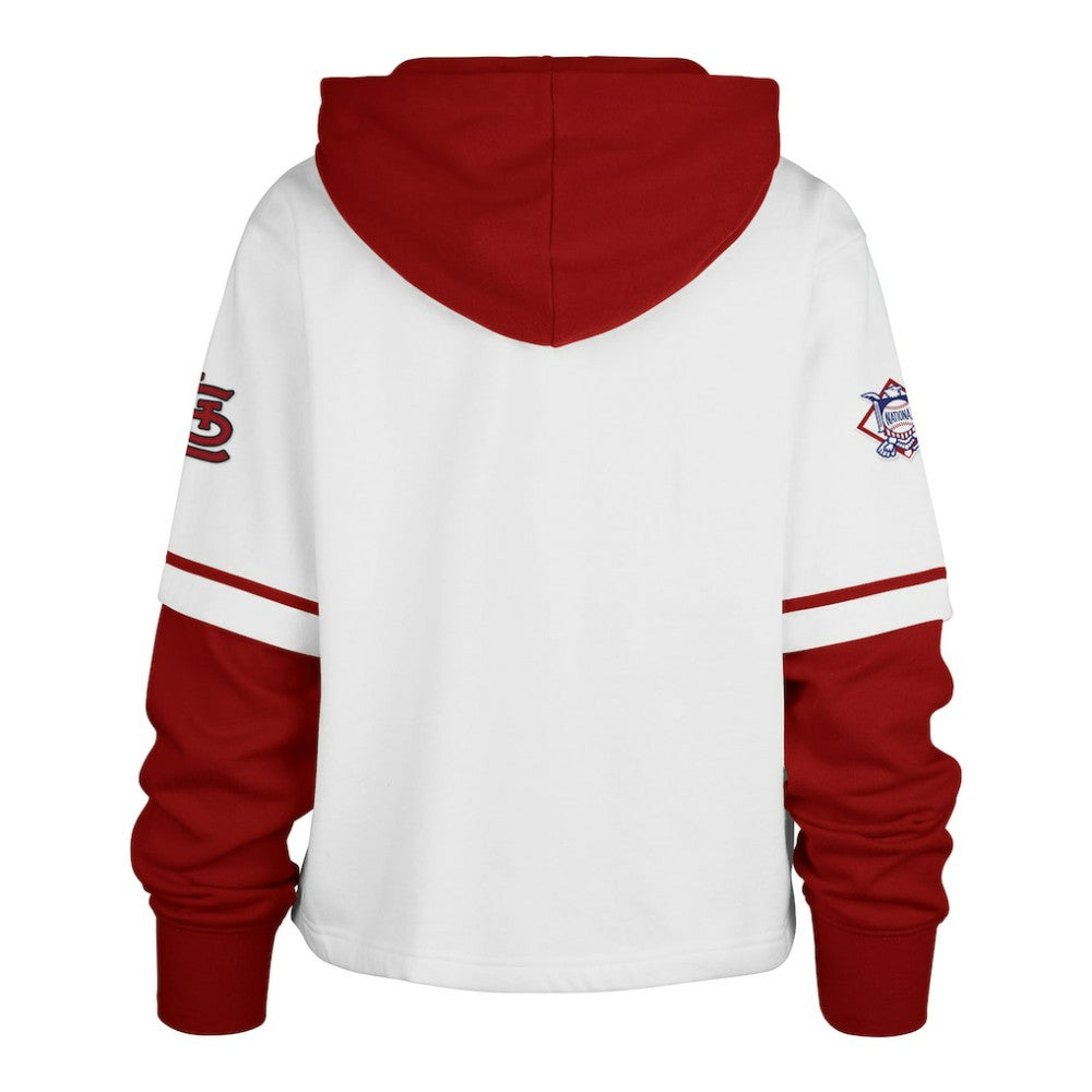St. Louis Cardinals Women's Trifecta Shortstop Cropped Pullover Hoodie White | 47 brand