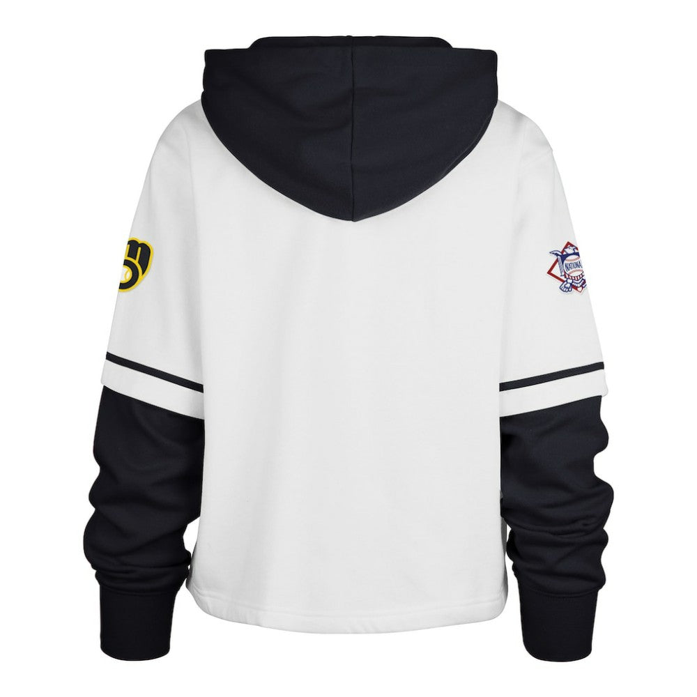 Milwaukee Brewers Women's Trifecta Shortstop Cropped Pullover Hoodie White | 47 brand