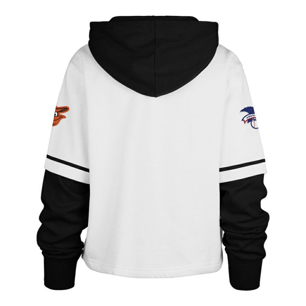 Baltimore Orioles Women's Trifecta Shortstop Cropped Pullover Hoodie White | 47 brand