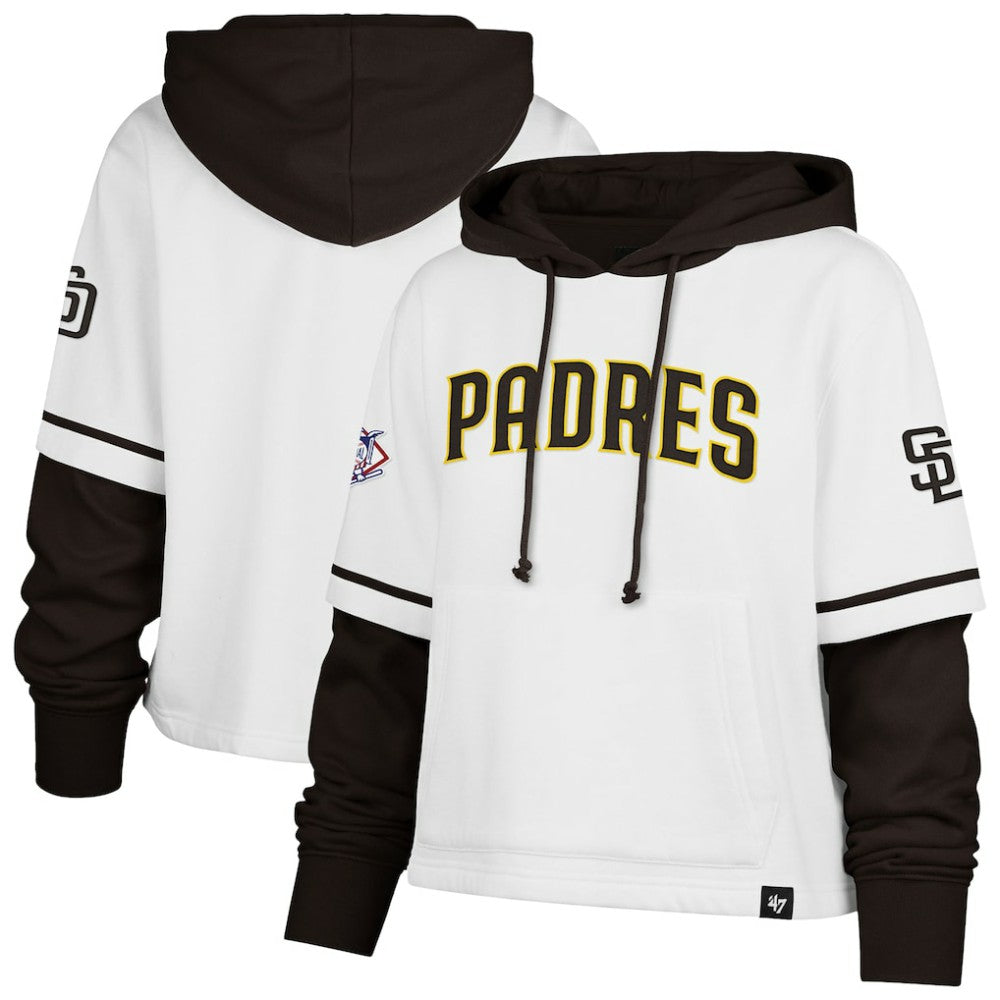San Diego Padres Women's Trifecta Shortstop Cropped Pullover Hoodie White | 47 brand