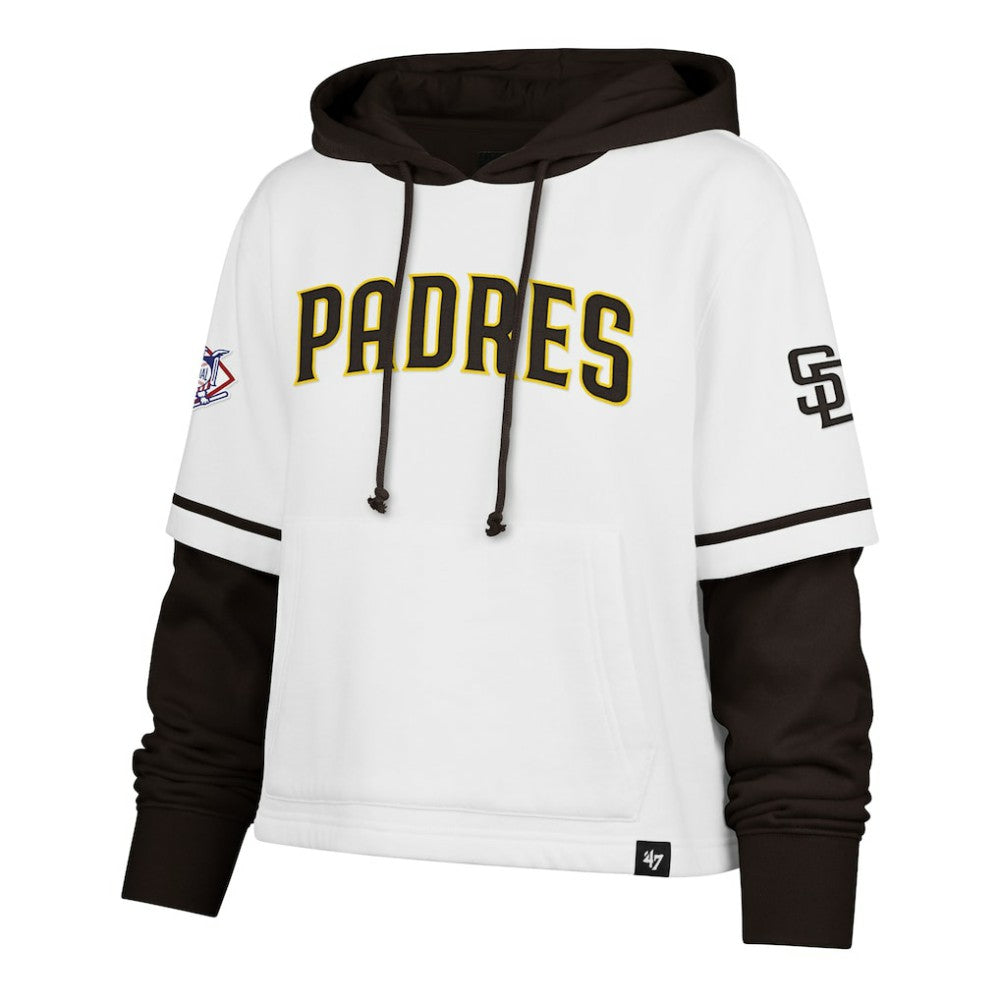 San Diego Padres Women's Trifecta Shortstop Cropped Pullover Hoodie White | 47 brand