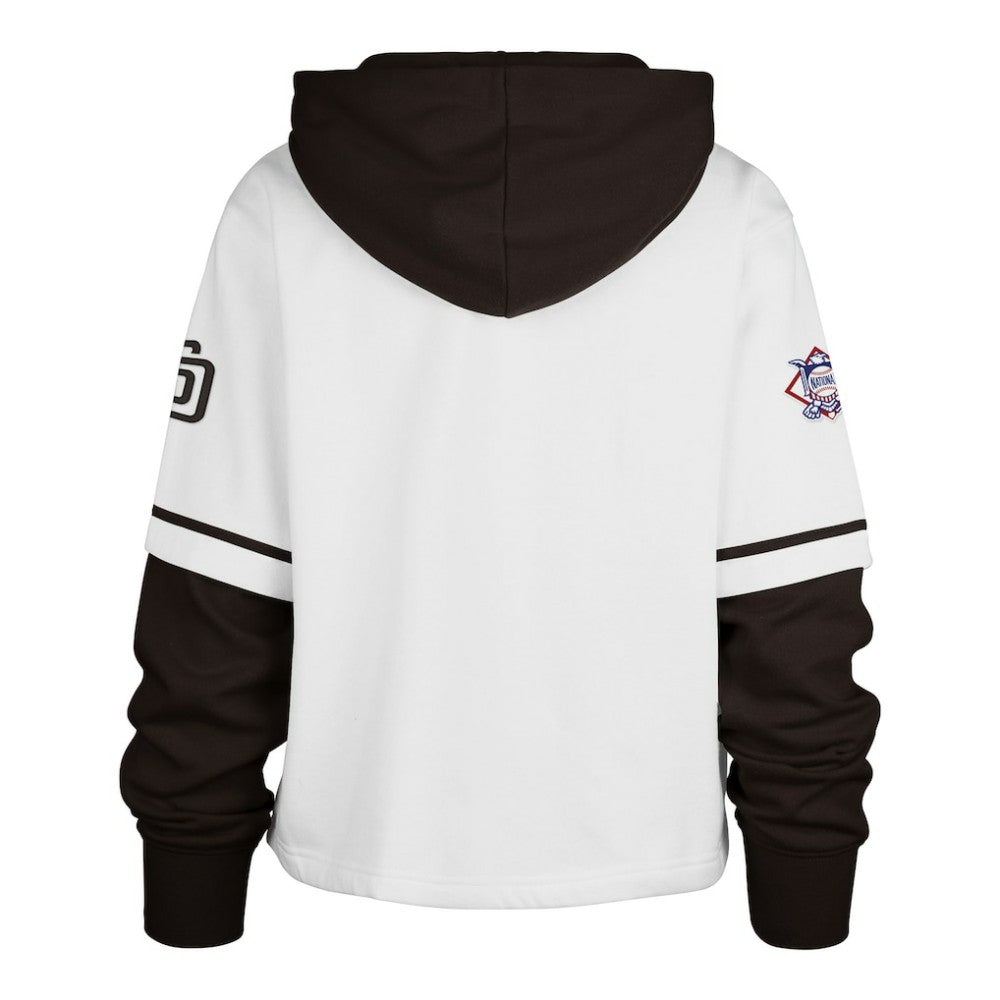 San Diego Padres Women's Trifecta Shortstop Cropped Pullover Hoodie White | 47 brand