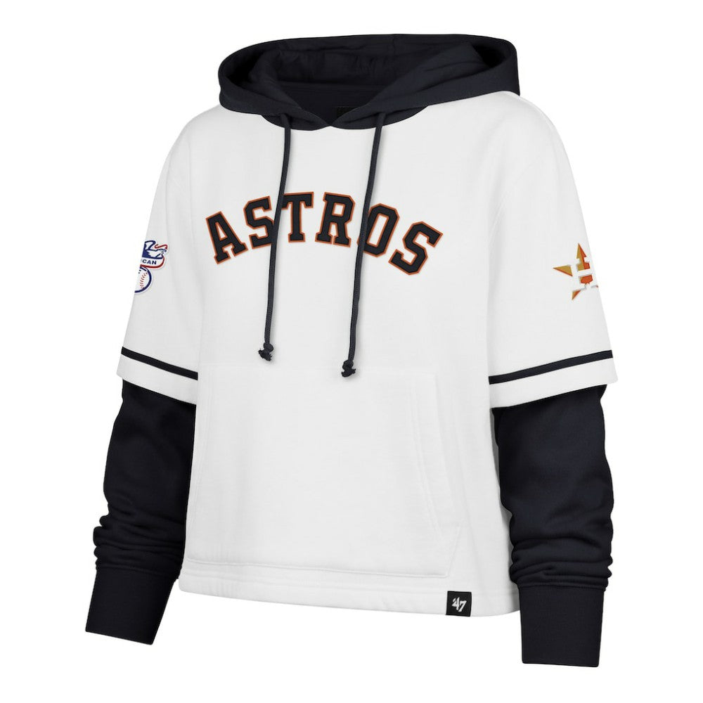 Houston Astros Women's Trifecta Shortstop Cropped Pullover Hoodie White | 47 brand