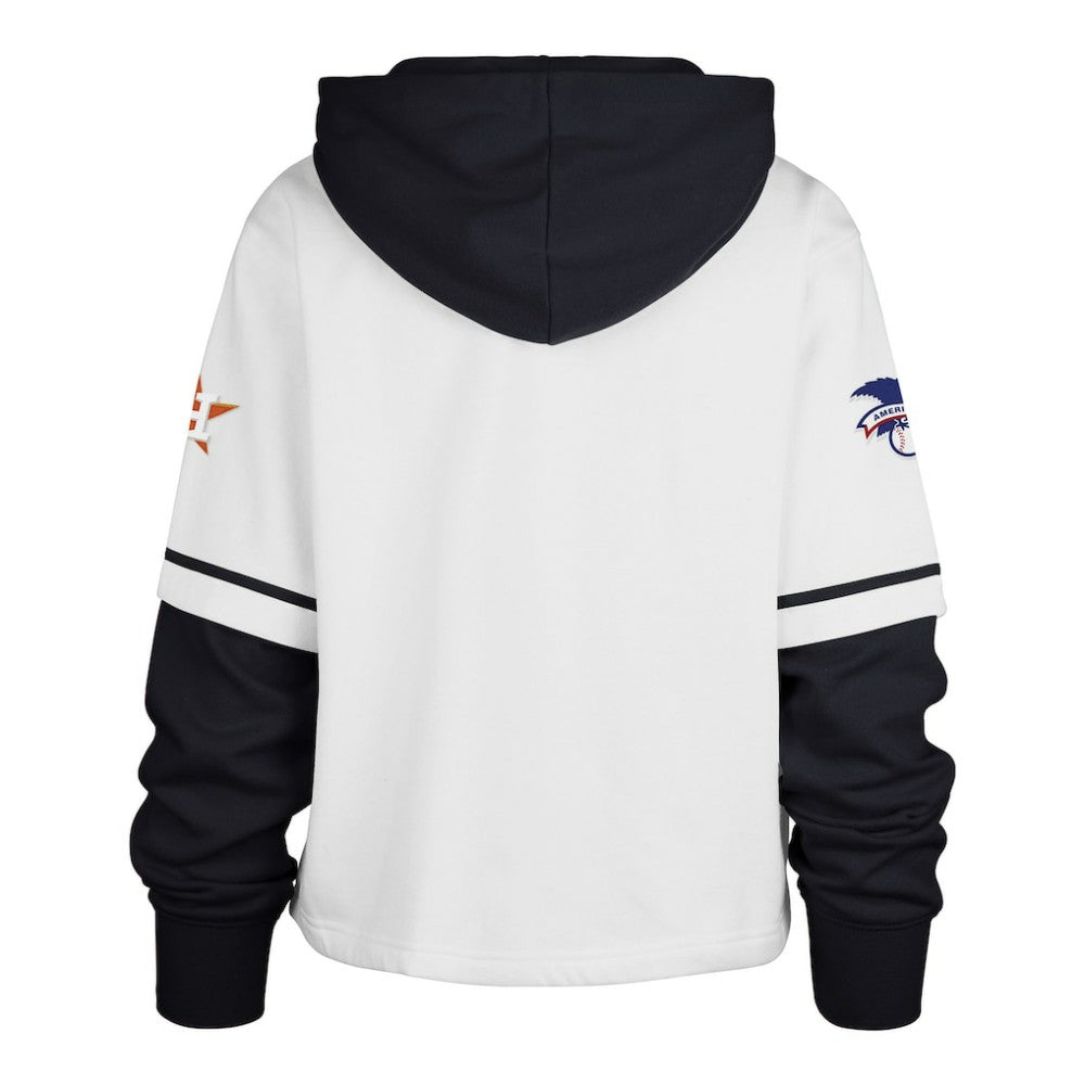 Houston Astros Women's Trifecta Shortstop Cropped Pullover Hoodie White | 47 brand