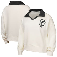 San Francisco Giants Girls Youth Ballpark Hit Collared V-Neck Pullover Sweatshirt White
