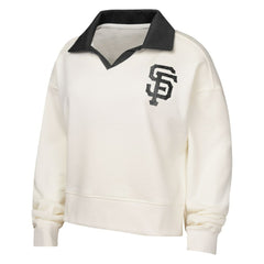 San Francisco Giants Girls Youth Ballpark Hit Collared V-Neck Pullover Sweatshirt White