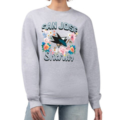 San Jose Sharks G-III 4Her by Carl Banks Women's Flower Logo Pullover Sweatshirt Heather Gray