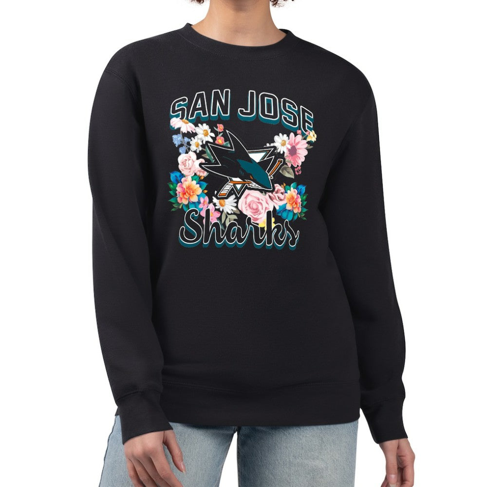 San Jose Sharks G-III 4Her by Carl Banks Women's Flower Logo Pullover Sweatshirt Black