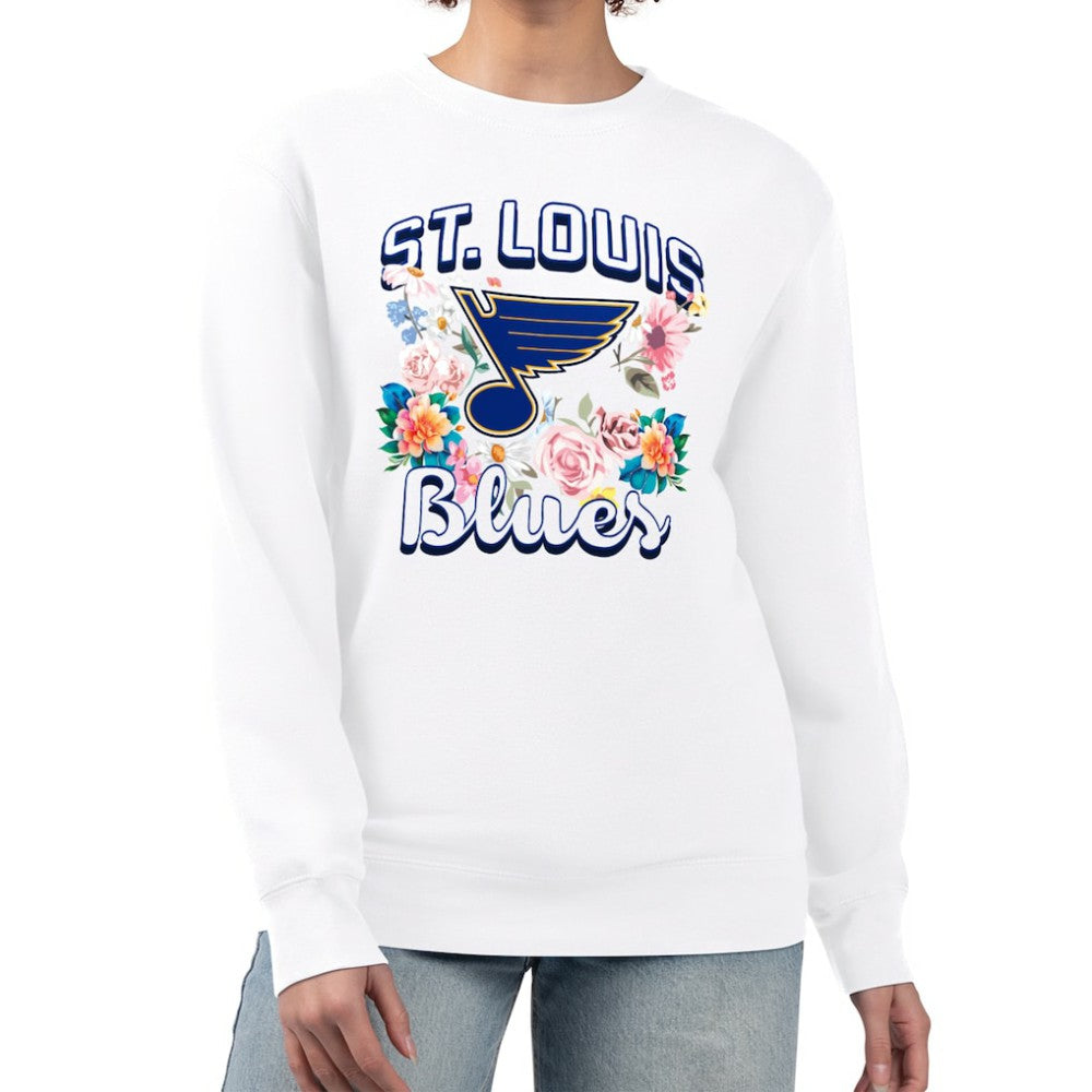 St. Louis Blues G-III 4Her by Carl Banks Women's Flower Logo Pullover Sweatshirt White