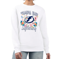 Tampa Bay Lightning G-III 4Her by Carl Banks Women's Flower Logo Pullover Sweatshirt White
