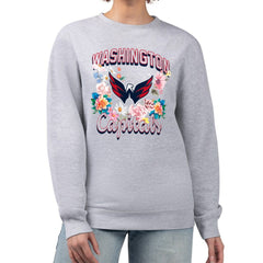 Washington Capitals G-III 4Her by Carl Banks Women's Flower Logo Pullover Sweatshirt Heather Gray