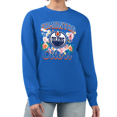 Edmonton Oilers G-III 4Her by Carl Banks Women's Flower Logo Pullover Sweatshirt Royal