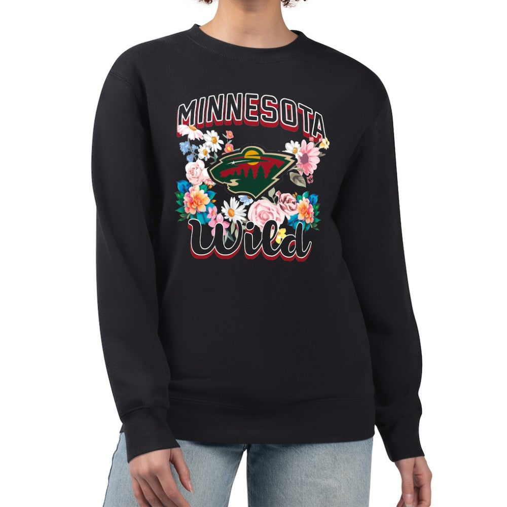 Minnesota Wild G-III 4Her by Carl Banks Women's Flower Logo Pullover Sweatshirt Black