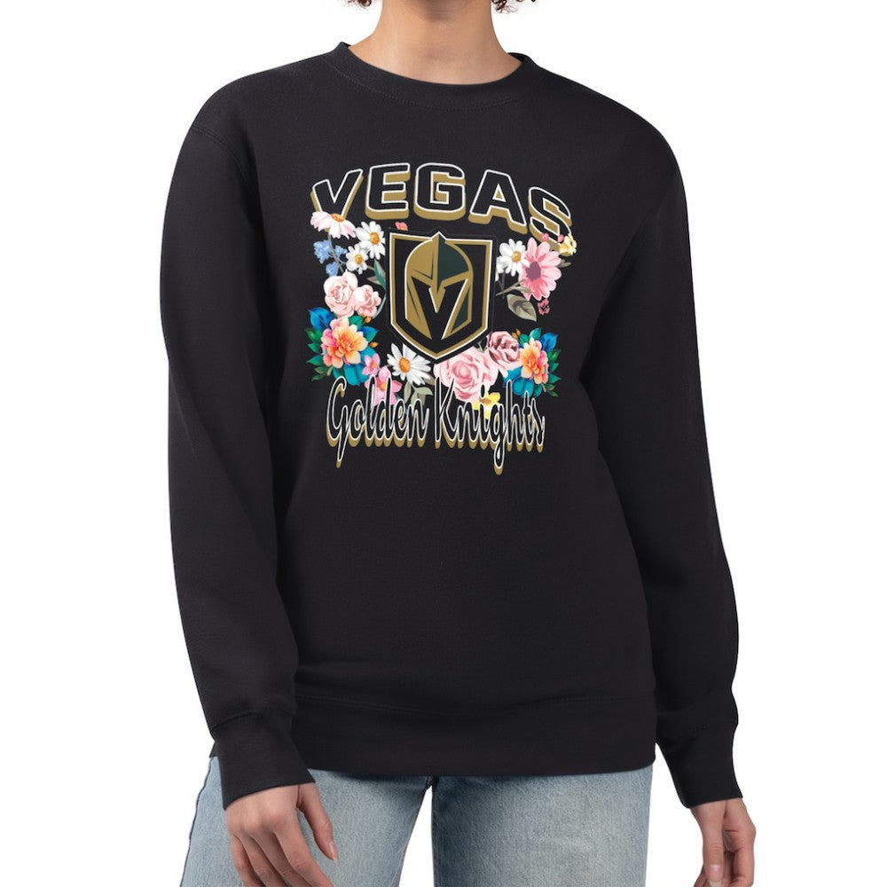 Vegas Golden Knights G-III 4Her by Carl Banks Women's Flower Logo Pullover Sweatshirt Black