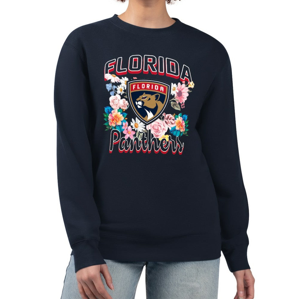 Florida Panthers G-III 4Her by Carl Banks Women's Flower Logo Pullover Sweatshirt Navy