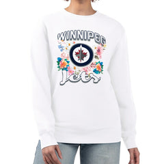 Winnipeg Jets G-III 4Her by Carl Banks Women's Flower Logo Pullover Sweatshirt White