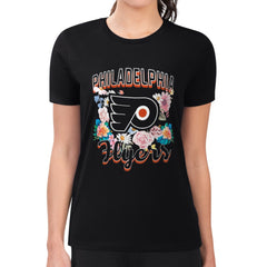 Philadelphia Flyers G-III 4Her by Carl Banks Women's Super-Slim Fit Lightweight Flower Logo T-Shirt Black
