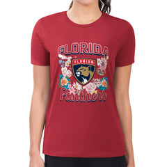 Florida Panthers G-III 4Her by Carl Banks Women's Super-Slim Fit Lightweight Flower Logo T-Shirt Red
