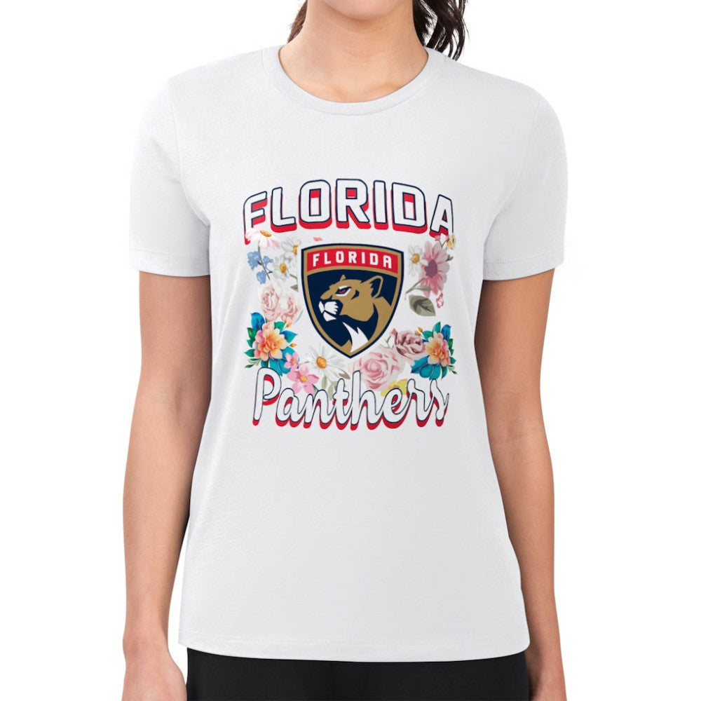 Florida Panthers G-III 4Her by Carl Banks Women's Super-Slim Fit Lightweight Flower Logo T-Shirt White