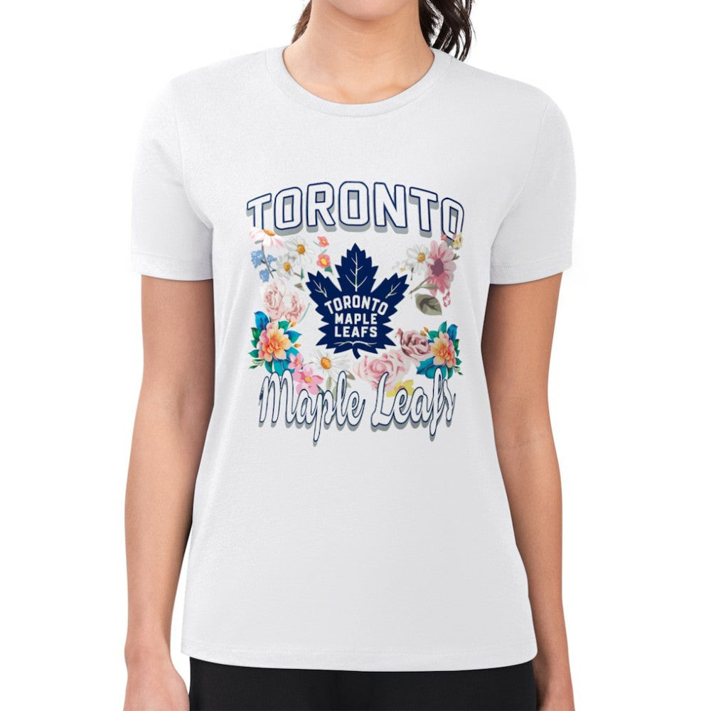Toronto Maple Leafs G-III 4Her by Carl Banks Women's Super-Slim Fit Lightweight Flower Logo T-Shirt White
