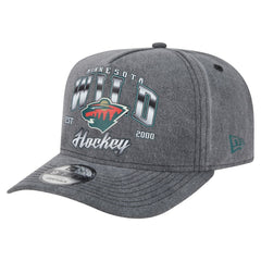 Minnesota Wild New Era Throwback Washed A-Frame Pre-Curved 9FIFTY Snapback Hat Charcoal