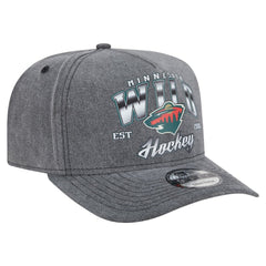 Minnesota Wild New Era Throwback Washed A-Frame Pre-Curved 9FIFTY Snapback Hat Charcoal