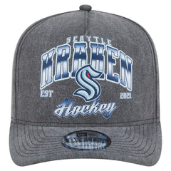 Seattle Kraken New Era Throwback Washed A-Frame Pre-Curved 9FIFTY Snapback Hat Charcoal