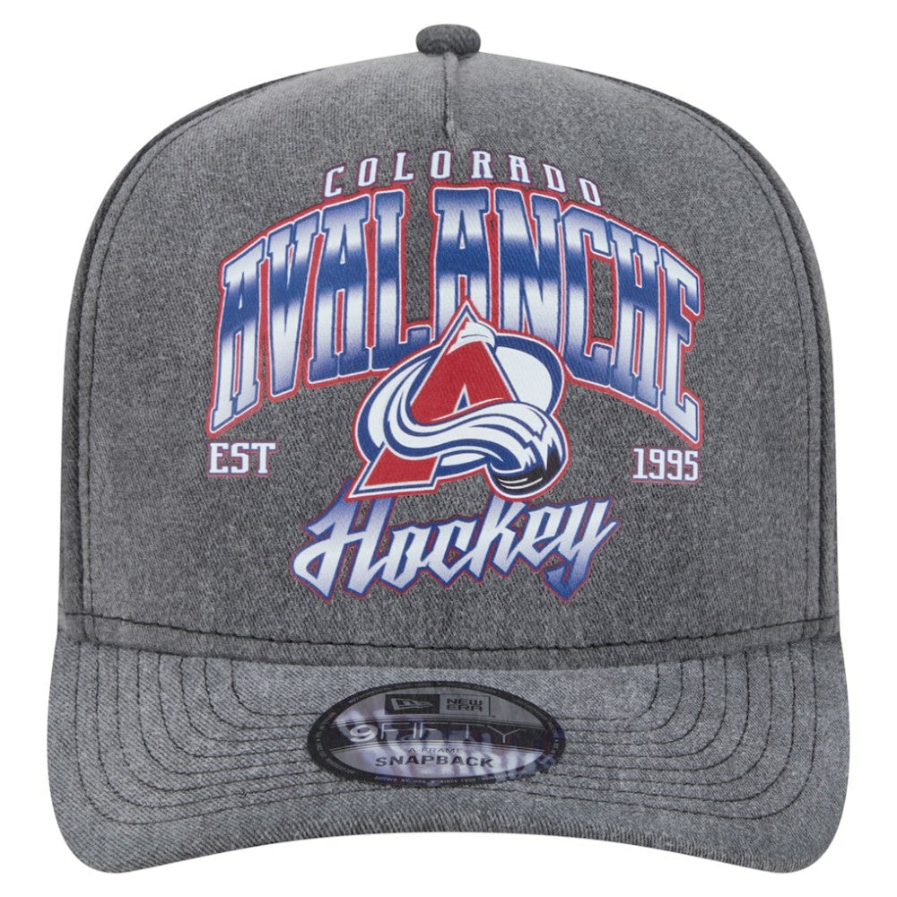Colorado Avalanche New Era Throwback Washed A-Frame Pre-Curved 9FIFTY Snapback Hat Charcoal
