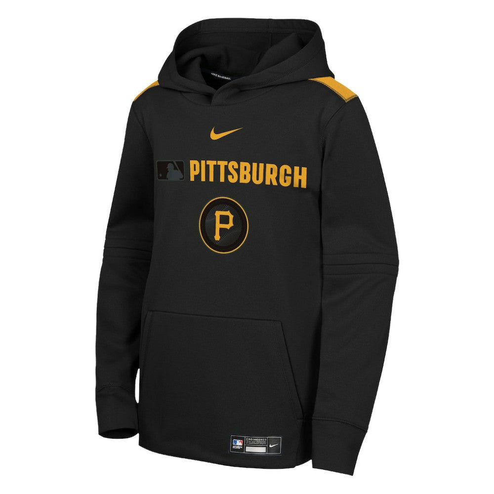 Pittsburgh Pirates Youth City Connect Authentic Collection Performance Pullover Hoodie Black | Nike