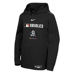Baltimore Orioles Youth City Connect Authentic Collection Performance Pullover Hoodie Black | Nike