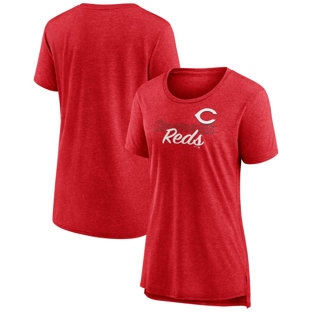 Cincinnati Reds Women's Practice Time Tri-Blend T-Shirt Red