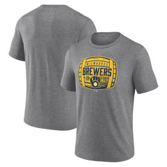 Milwaukee Brewers Barrel Tri-Blend T-Shirt Heather Gray
