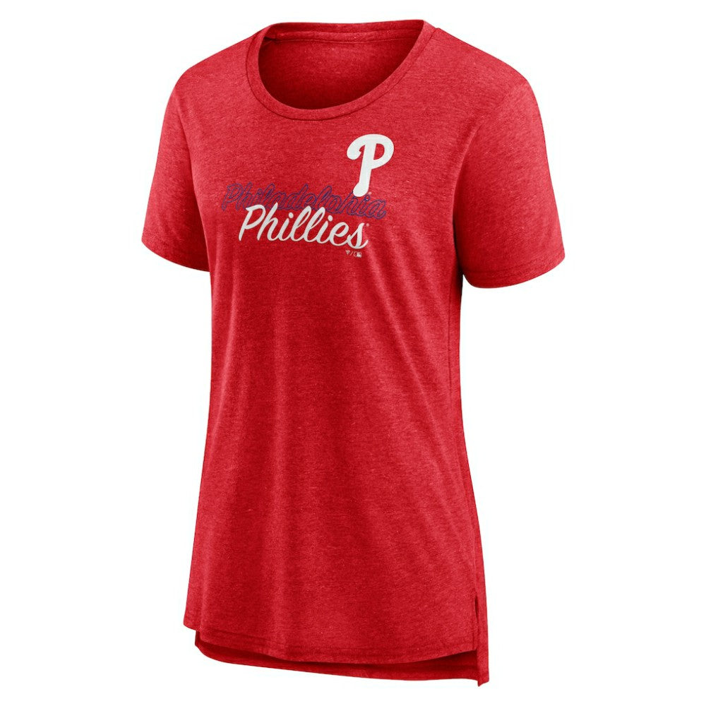 Philadelphia Phillies Women's Practice Time Tri-Blend T-Shirt Red