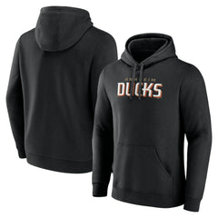 Anaheim Ducks Fanatics Wordmark Logo Fleece Pullover Hoodie Black