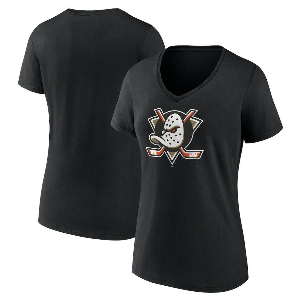 Anaheim Ducks Women's Primary Logo V-Neck T-Shirt – Black
