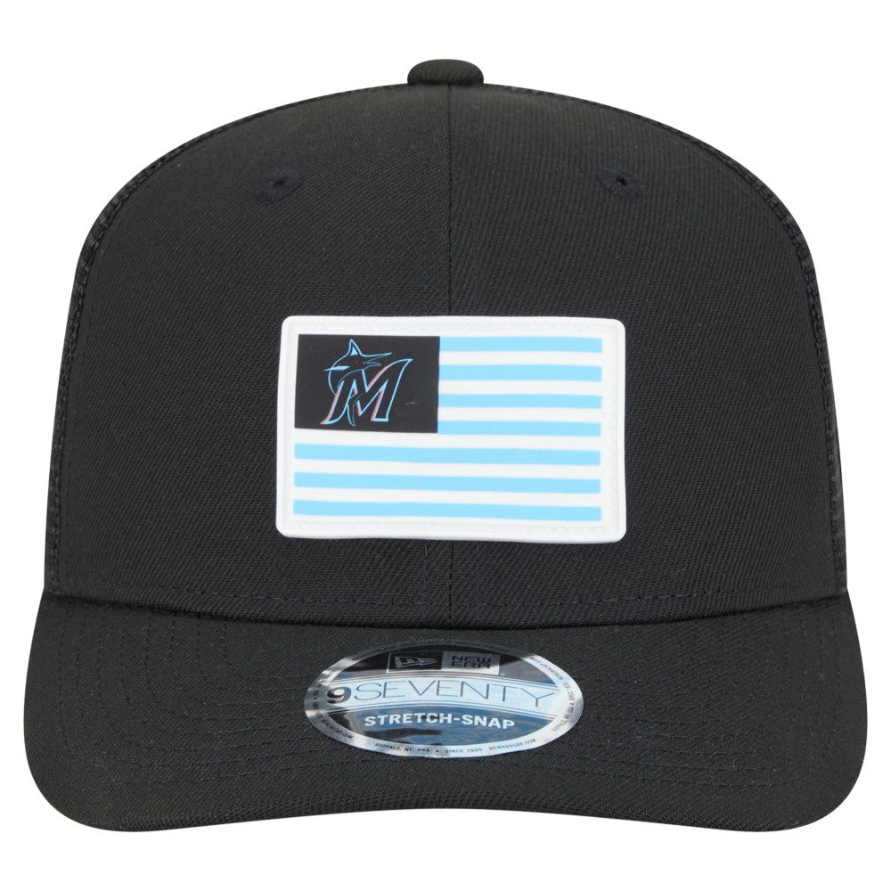 Miami Marlins Flag 9SEVENTY Stretch-Snap Hat Black | New Era