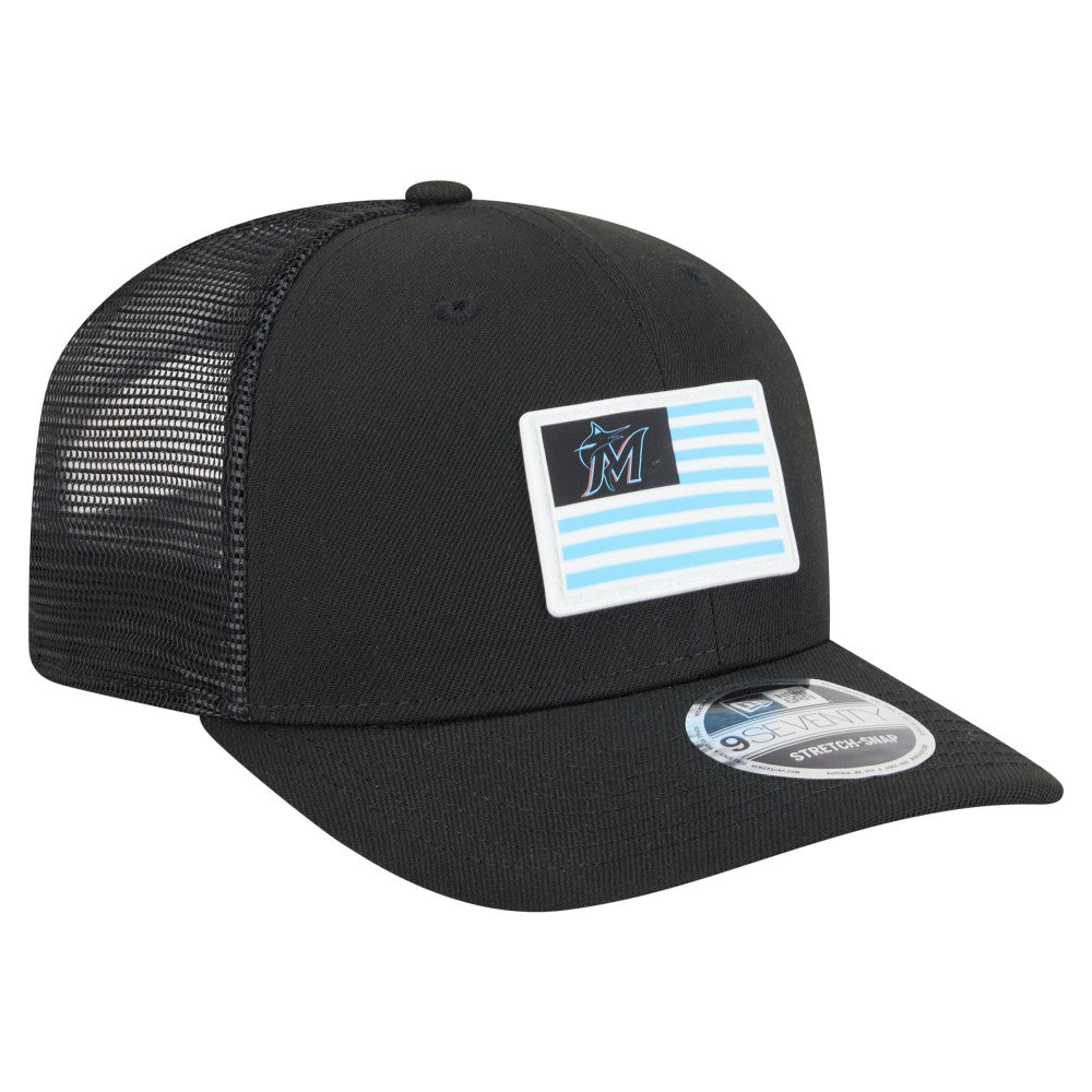 Miami Marlins Flag 9SEVENTY Stretch-Snap Hat Black | New Era