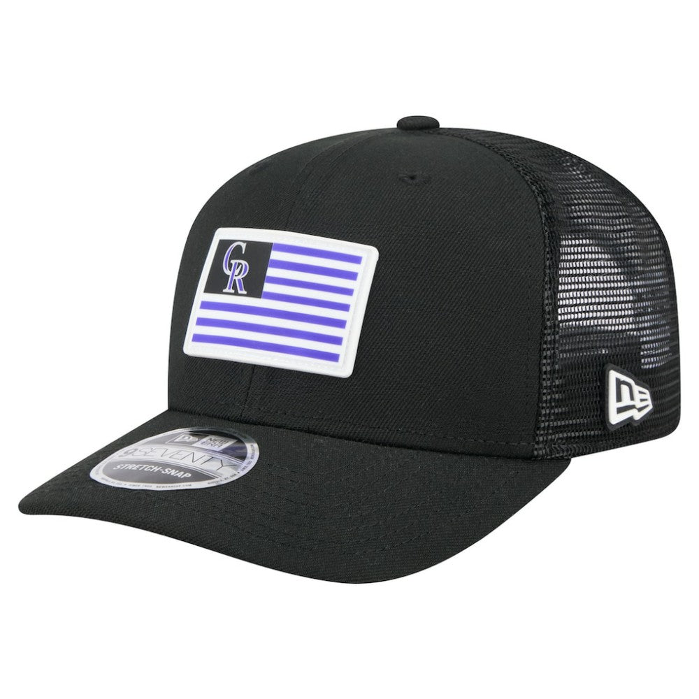Colorado Rockies Flag 9SEVENTY Stretch-Snap Hat Black | New Era